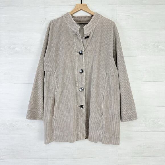 J.Jill Womens XL Corduroy Button Up Jacket Shacket Taupe Pockets Utility Chore - Picture 15 of 15